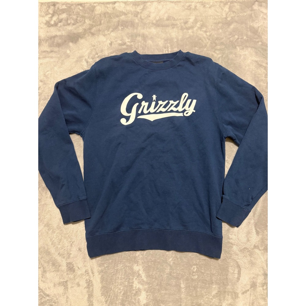 Grizzly Griptape Sweatshirt Mens Large Blue Script Logo Crew Neck Pullover